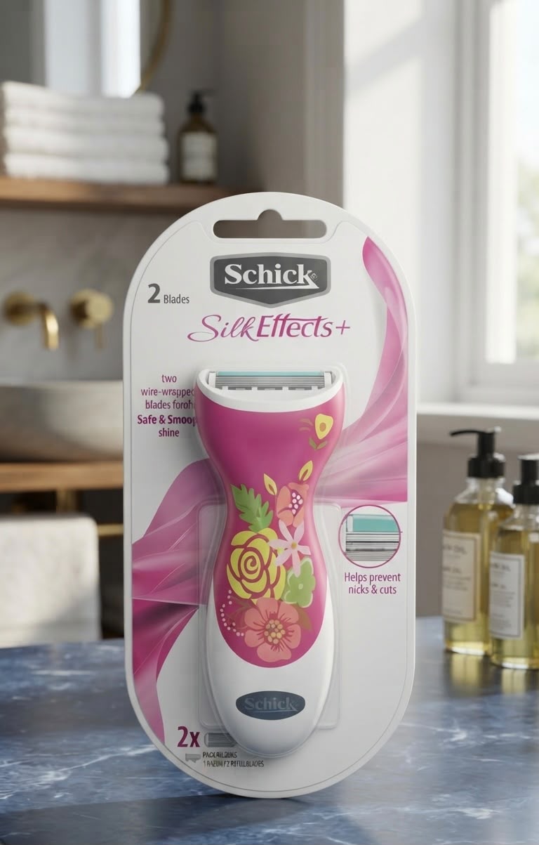 Schick silk effect + two wire blade for safe& smooth shine 2X 7refil blades| Buy Online | Saffronskins India