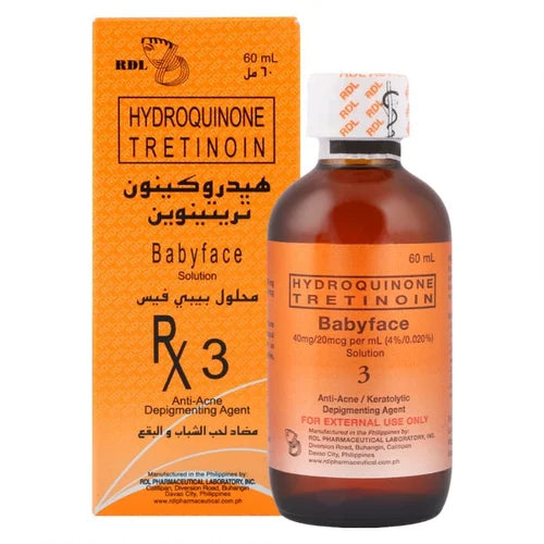 hydroquinone tretinoin babyface RX 3 60ML | Buy Online | Saffronskins India