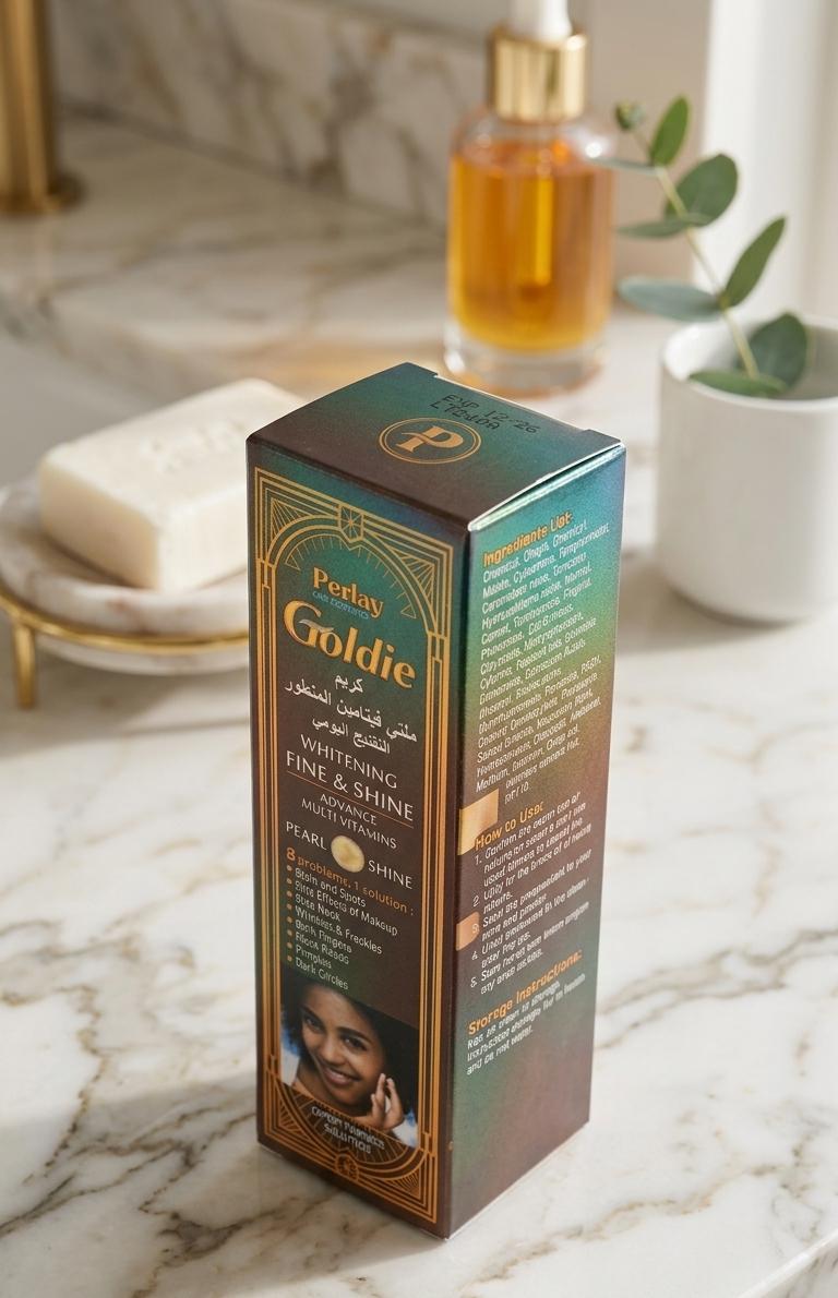 Perlay care cosmetics goldie whitening fine & shine advance multi vitamin pearl shine 100ml| Buy Online | Saffronskins India