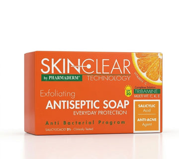 SkinClear Exfoliating Antiseptic Soap  Acne Defense Skin Cleansing Bar with 2% Salicylic Acid + Vitamin C, K, E  | Buy Online | Saffronskins India