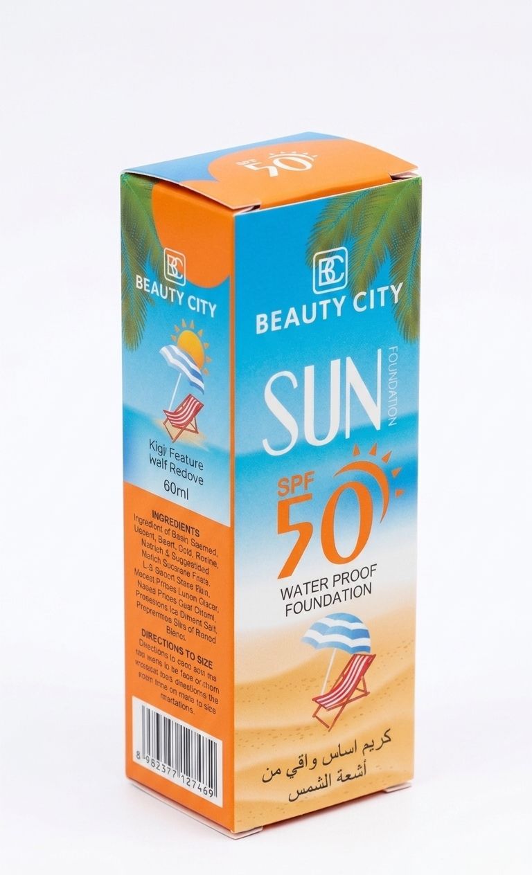 Beauty city sun foundation spf 50 water proof foundation 60ml| Buy Online | Saffronskins India