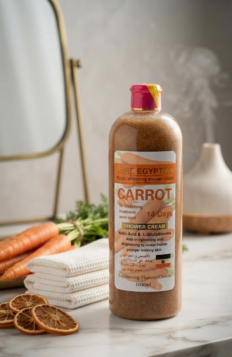 Pure egyptian magic whitening shower cream carrot for bleaching treatment 14days lightening shower cream 1000ml| Buy Online | Saffronskins India