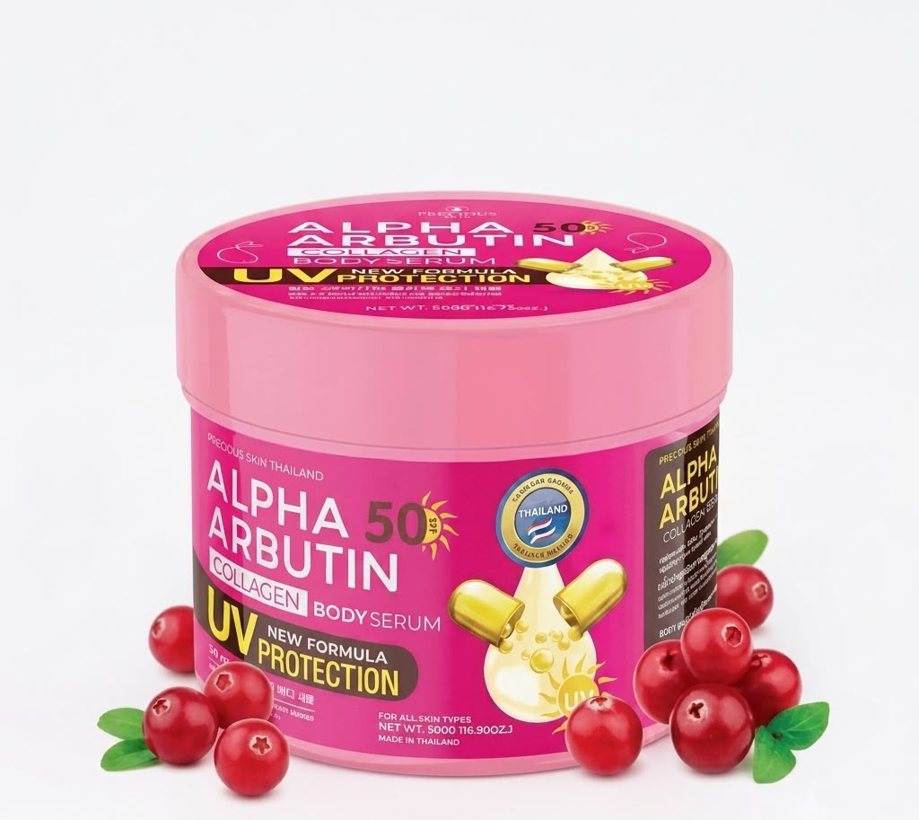 Alpha arbutin collagen body serum 50spf UV protection 300g| Buy Online | Saffronskins India