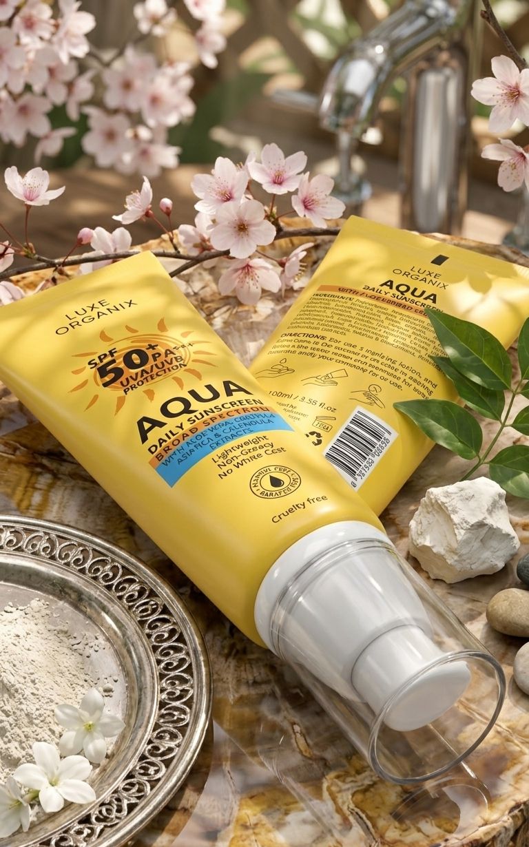 LUXE ORGANIX SPF 50+ PA aqua daily sunscreen 100ml| Buy Online | Saffronskins India
