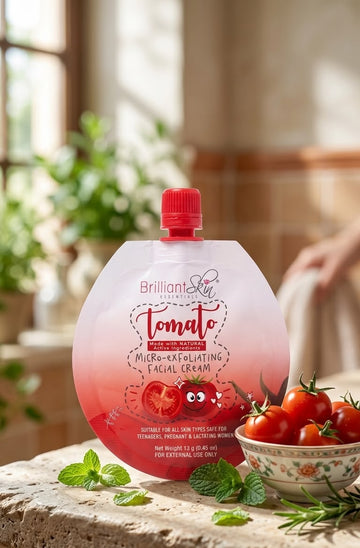 Brilliant skin tomato micro-exfoliating facial cream 13g| Buy Online | Saffronskins India
