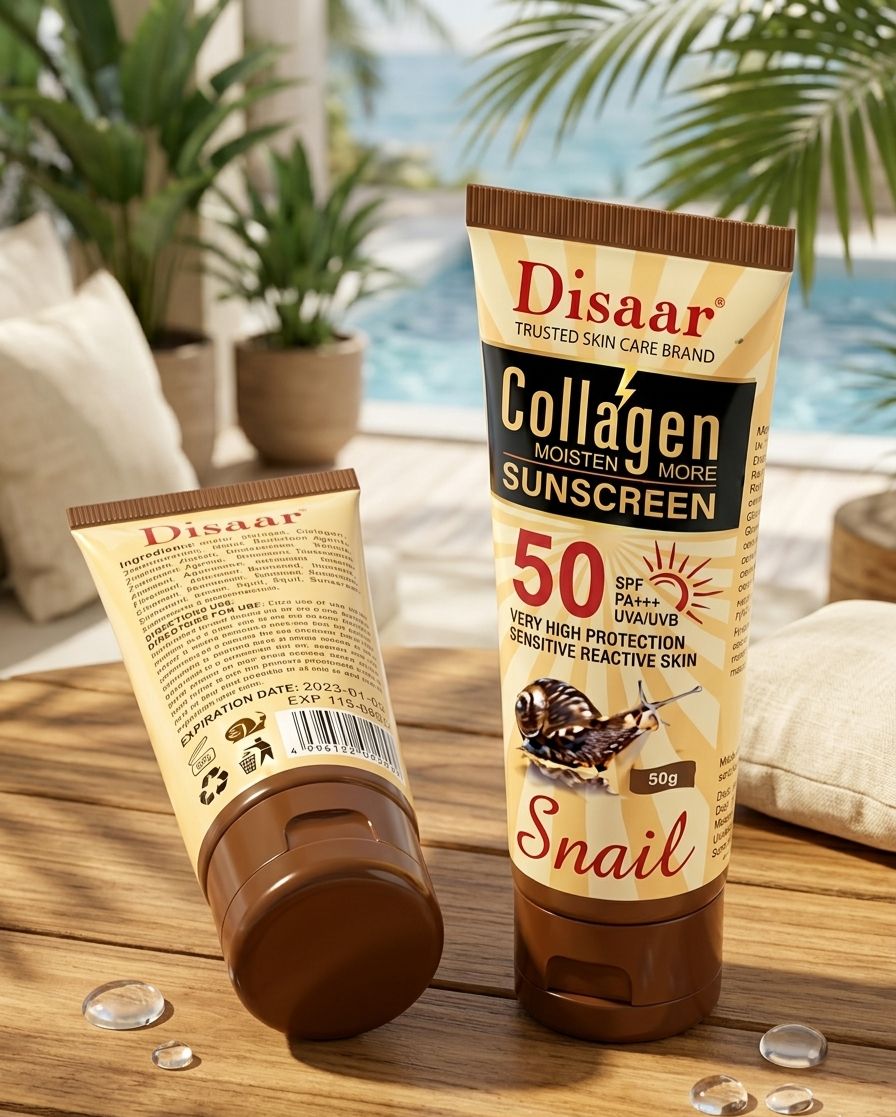Disaar collagen moisten more sunscreen spf 50 pa +++ snail 50g| Buy Online | Saffronskins India