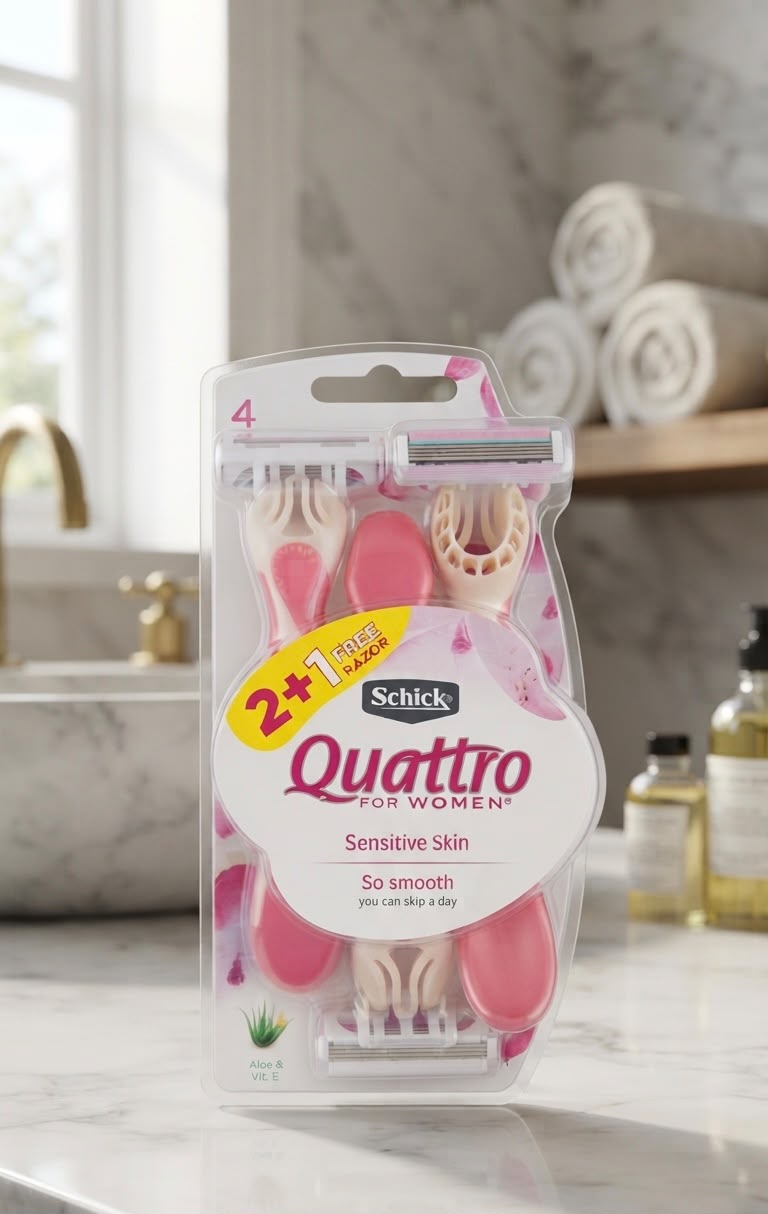 Schick quattro for women sensitive skin 2+1 razor| Buy Online | Saffronskins India