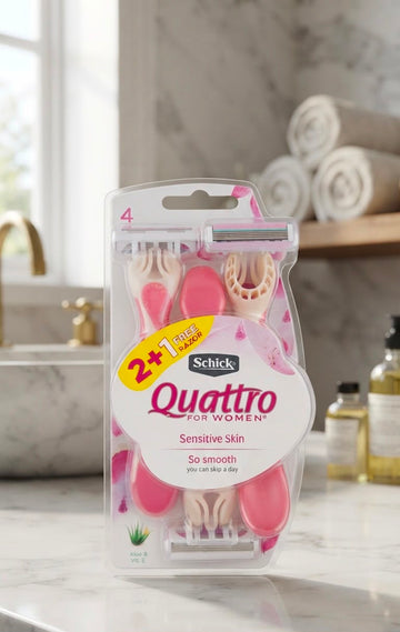 Schick quattro for women sensitive skin 2+1 razor| Buy Online | Saffronskins India
