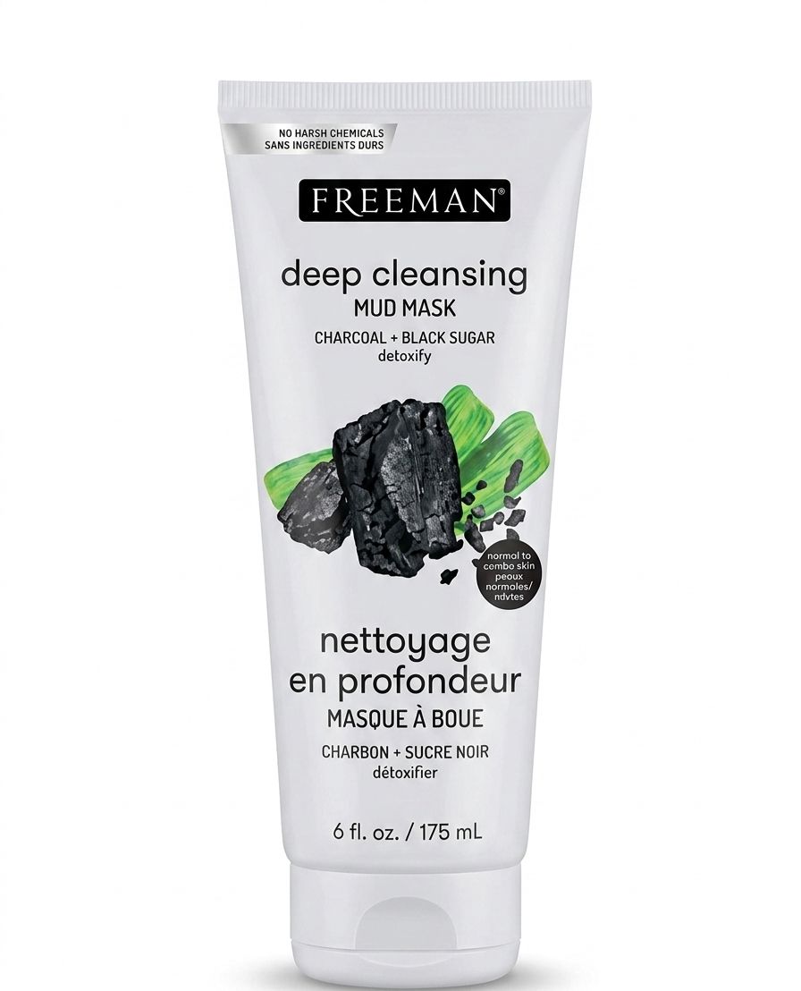 FREEMAN deep cleansing mud mask charcoal+ black sugar 175ml| Buy Online | Saffronskins India