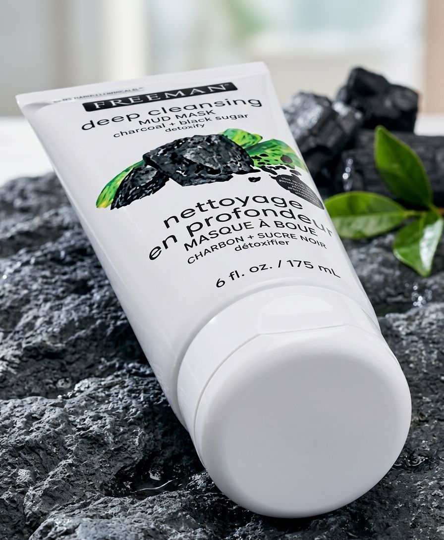 FREEMAN deep cleansing mud mask charcoal+ black sugar 175ml| Buy Online | Saffronskins India