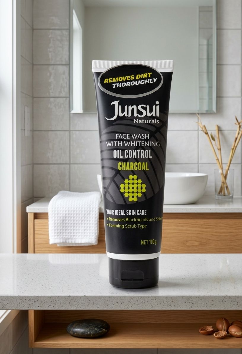 Junsui naturals face wash with whiteneing oil control charcoal 100g| Buy Online | Saffronskins India