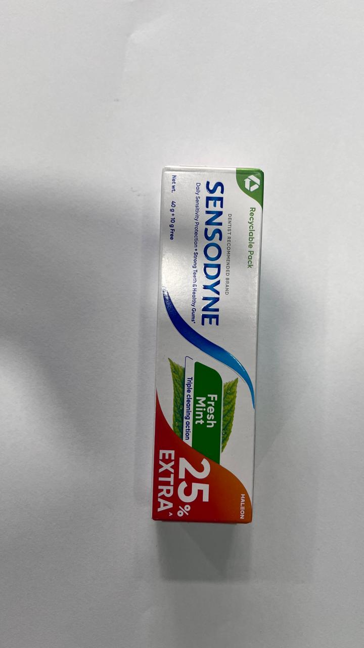 SENSODYNE Fresh mint triple cleaning action 25%extra 50g | Buy Online | Saffronskins India