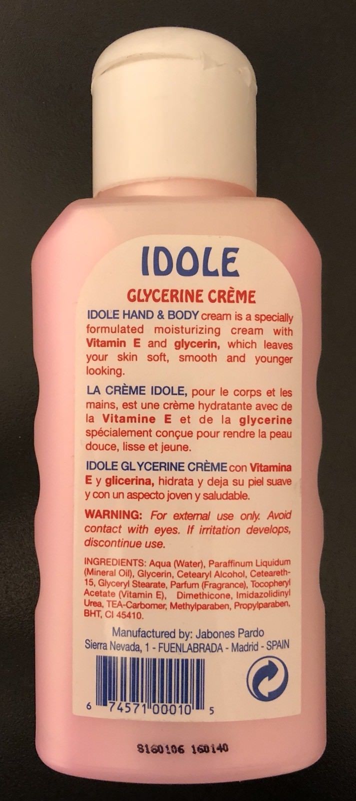 IDOLE Glycerine cream with vitamin e hand and body moisturizing cream 320ml