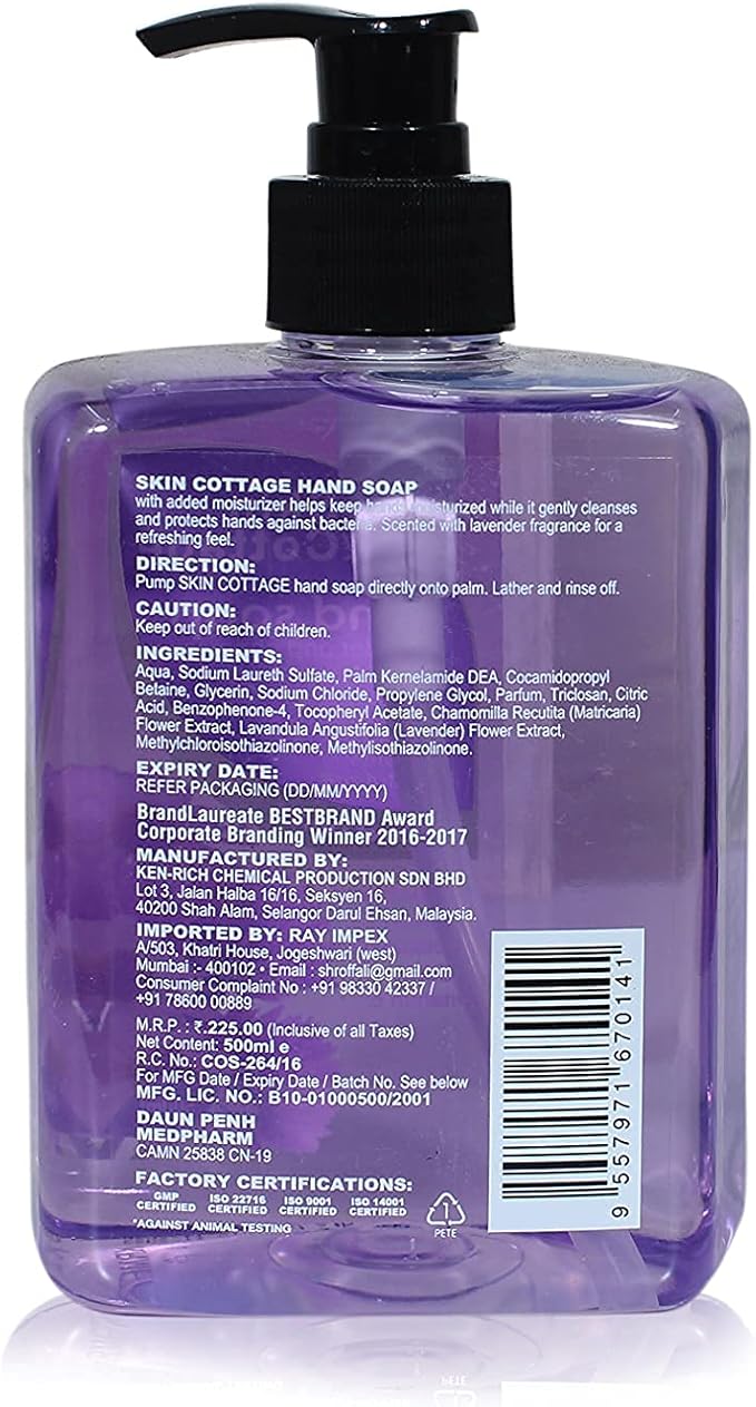  Skin Cottage Hand Soap lavender and chamomile 500ml | Buy Online | Saffronskins India